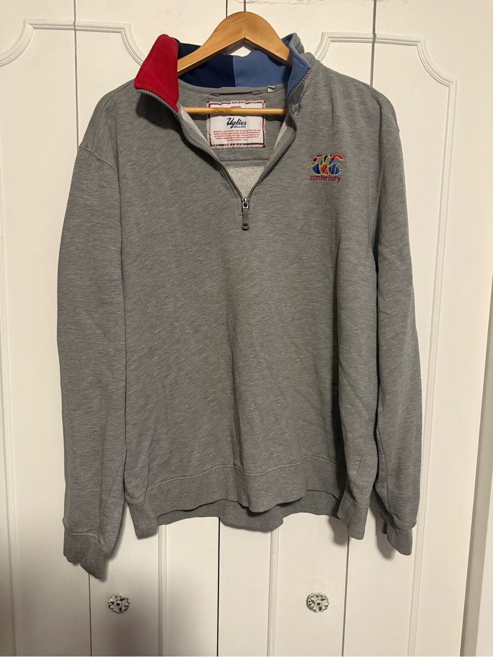 Canterbury Men’s Grey Quarter-Zip Pullover with Red Trim